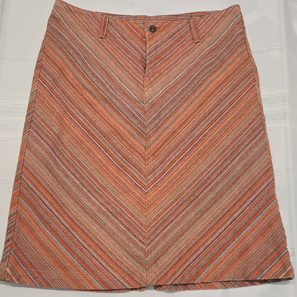 Vintage Lucky Brand Orange Striped A-Line Skirt